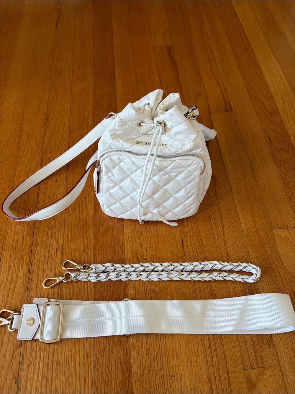 NWT MZ Wallace Pearl Quilted Drawstring Bucket Bag